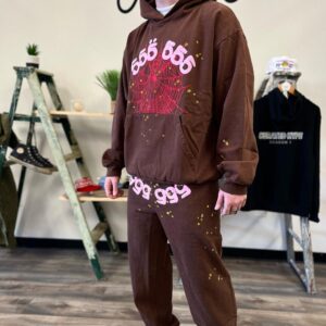 Sp5der-Web-Pattern-555555-Tracksuit-Brown the front side - Photo 5