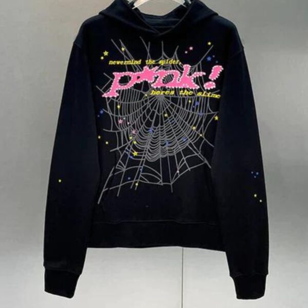 Sp5der PNK Hoodie Black the back side - Photo 6