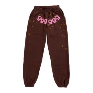 Sp5der-Web-Pattern-555555-Sweatpant Brown the front side - Photo 1