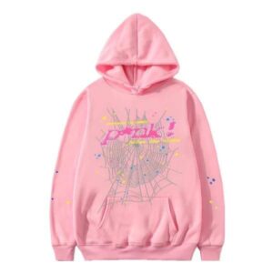 Sp5der Pink Hoodie man the front side - Photo 1