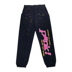 Sp5der Pink Sweatpants Blackthe front side - Photo 1