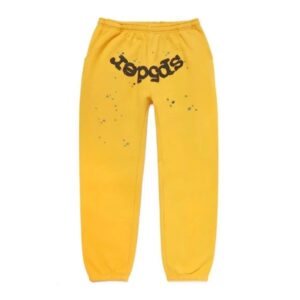 Sp5der worldwide sweatpants Yellow with black writing the front side - Photo 1