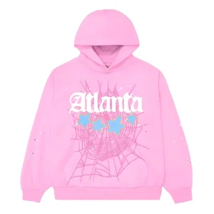 Sp5der Atlanta Hoodie Pink the front side - Photo 1