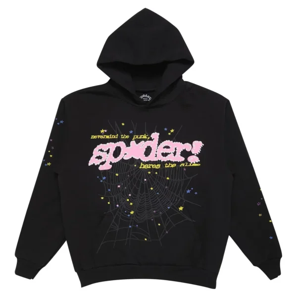 side of Sp5der P*NK Hoodie Black the front side - Photo 1